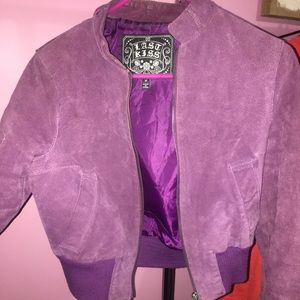 Purple Leather bomber